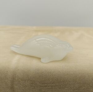 Signed Hadeland Norway Opaline Glass Seal Sea Lion Paperweight Figurine